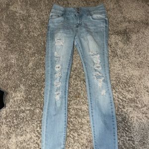 high rise skinny ripped jeans